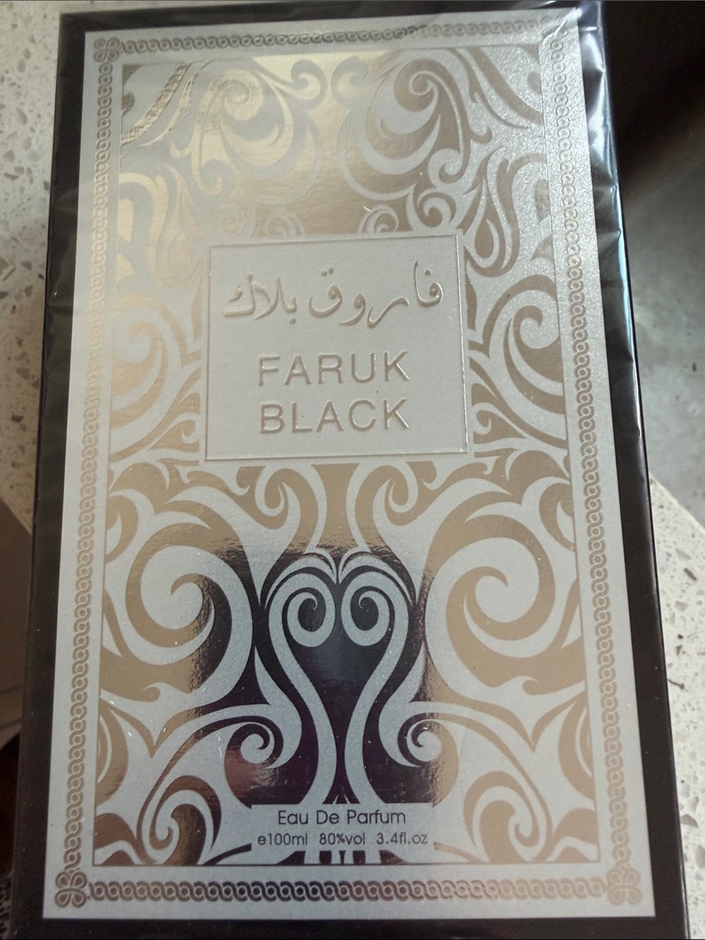 Faruk Black Eau De Parfum - Metallic Silver & Black BoxNew 3.4 Fl.oz.